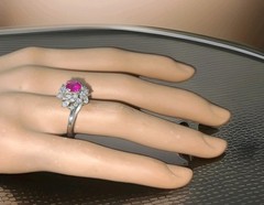 Vintage Platinum Cocktail Ring 1.77CT. Natural Round Cut Pink Sapphire GIA Cert