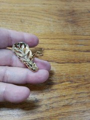 Vintage Trifari Earrings TM Drop Gold Tone Filigree Hinged Clip-on Signed Twice