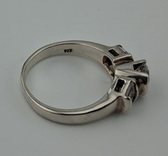 Vintage Sterling Silver Ring Round and Tapered Baguette CZ Stones Size 8.25