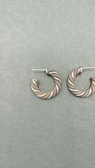 Vintage Sterlling Silver 925 Twisted Cable Mesh Chunky Wide Earrings 24.5mm 5mm