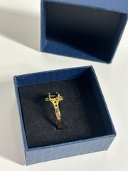 Vintage Black Cubic Zirconia Ring Gold Plated Womens Size 6.5