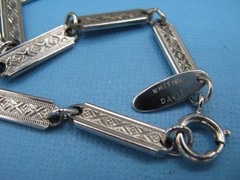 Whiting And Davis Vtg 1970s Necklace Art Deco Faux Turquoise Pendant Silver Tone