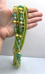 VTG Green Multi-strand beaded chunky necklace Chinese symbols