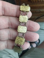 Antique Art Deco Gold Filled Gold Sparkle Glass Panels Bracelet 7 Inches