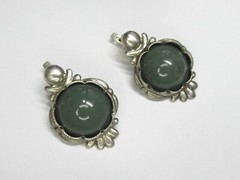 Women’s 925 sterling silver earrings, jade, weight 11,48 g..