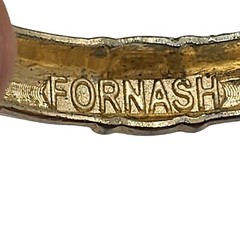 Fornash Bracelet Hinged Magnetic Clamp Enamel Signed Gold Tone Orange Cream