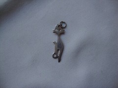 VINTAGE 1970-80s OPENWORK CAT SILHOUETTE STERLING SILVER STAMP 925 PENDANT