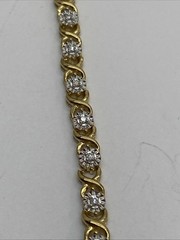 Sterling Silver Gold Vermeil Lab Grown Diamond Tennis Bracelet 7″