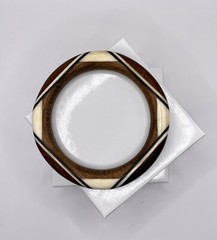 Modern Chic Geometric Bangle Bracelet, Wood, Horn, Bone Inlay Hand Crafted 8.25”