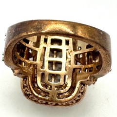 SJ 925 sterling silver gold vermeil clear champagne CZ cocktail ring size 7