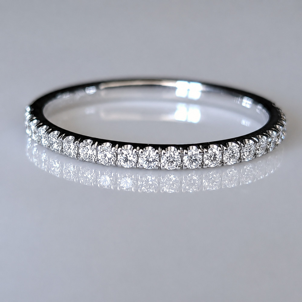 Estate Natural Diamonds 14k White Gold Band Ring 50%Eternity Wedding Anniversary