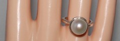 Vintage Sterling Silver CFJ Single Pearl Ornate Setting Ring Size 5 3/4 or 6