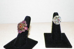 LOT OF FIVE (5) VINTAGE HOLLYCRAFT RINGS RED GREEN PASTEL YELLOW BLUE