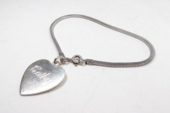 Vintage USA Made Sterling Silver Engraved CATHY Name Heart Tag Bracelet 6-3/4″