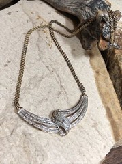 1. Vintage Statement Necklace, 1/2 CT Lab Created Diamonds, 14kt Gold over Brass