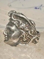 Face ring Mercury Greco Roman Classical face band size 7.50 sterling silver wome