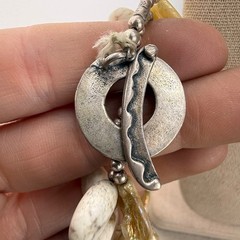 Polished Stone Mother of Pearl Necklace Layered Beaded Boho Surfer Beach 18”