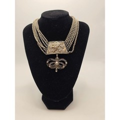 Vintage Silver Filigree Multi Strand Necklace 5 Chain Statement Piece 800 Silver