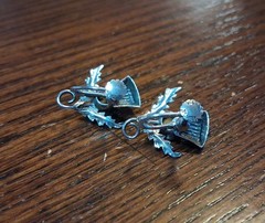 Vintage W.Bros Silver Thistle Screw Back Earrings See Pics/Description