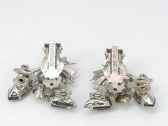Vintage Beau Jewels Silver Tone Smoky & Clear Rhinestone Clip-On Earrings