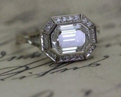 Art Deco Style 3.00Ct Emerald Cut Lab-Created Diamond Engagement Ring 925 Silver