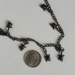 Vintage 925 Sterling Silver Dangling Tiny Turtle Charms Chain Link Bracelet 7.5”