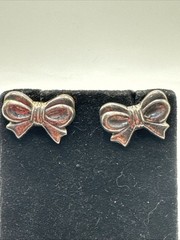 Vintage 925 Sterling Silver Bow Stud Earrings Pierced Ribbon Knot 4.3g