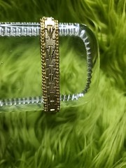 Vintage Bracelet Heavy Gold Plated Textured Diamond Cut Design with Safety Chain