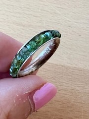 VINTAGE DESIGNER ROUGH GREEN TOURMALINE ETERNITY SPINNER BAND RING 925 STERLING