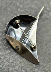 Signed Beau Sterling Silver 3D Sailboat Pin Brooch Vintage Nautical Boat