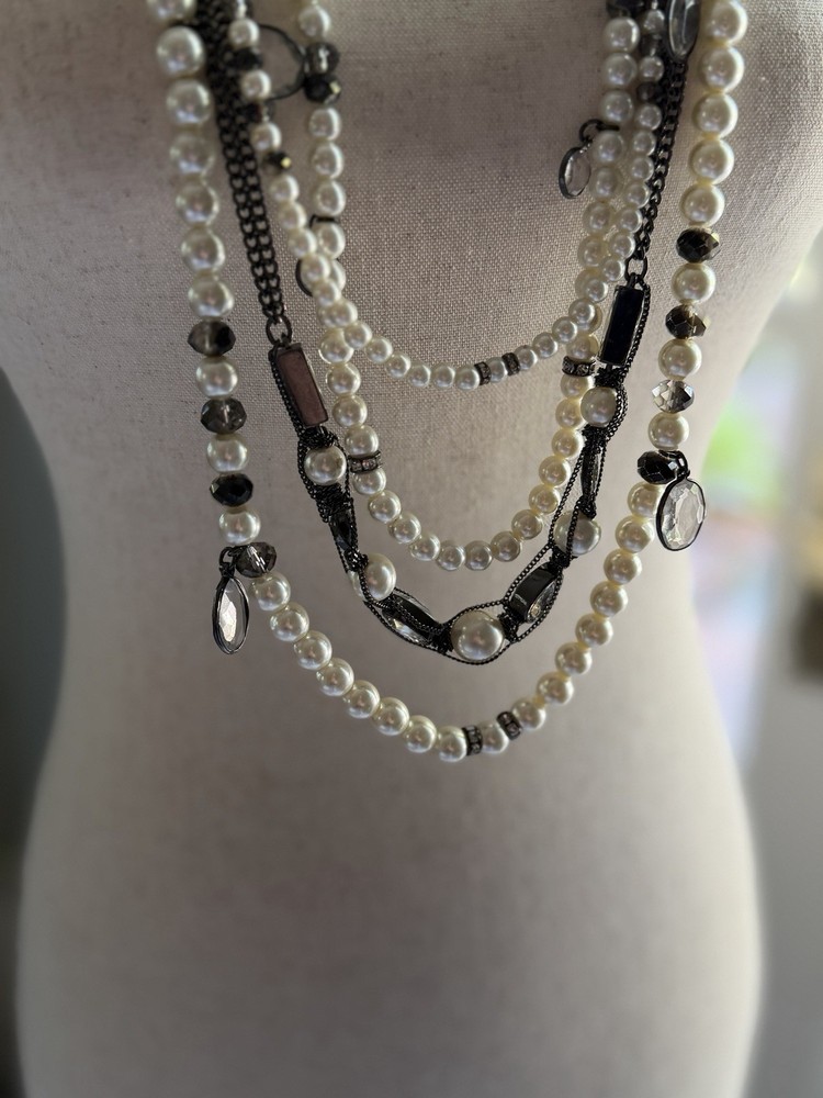 Faux Pearl Necklace Long Strand