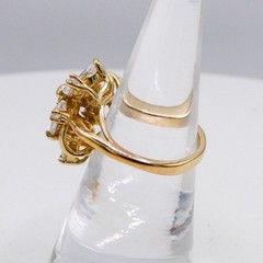 Vintage Yellow Gold Plated Marquis Spray Coctail Sz 6 Womens Statement Ring