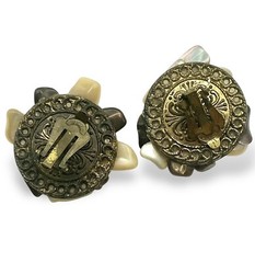 ABALONE MOP SHELL PEARL Cluster Earrings Clip Ons MCM 50s Chic Estate Japan EUC