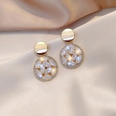 Gorgeous Cluster Halo Drop Earrings 2.3Ct Simulated Diamond 14K Yellow Gold Over