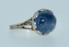 13 CT Star Sapphire Arts and Crafts Platinum & 14K White Gold Ring