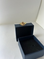 Vintage Orange Cubic Zirconia Ring Gold Plated Womens Size 8.5