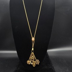 Etruscan Revival Charm Necklace Watch Fob Gold Tone Cameo Goldette Style