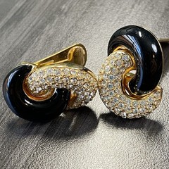 Christian Dior Enamel & Rhinestone Earrings – Chr. Dior Knot Earrings