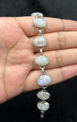 Old Unique Sterling Silver Handmade Bracelet With Natural Good Quality Moonstone