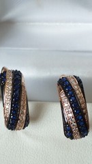 Vintage 1990-s 14 Ct Rolled Gold Sapphire Zircons Earrings- Hallmarked 585 RG