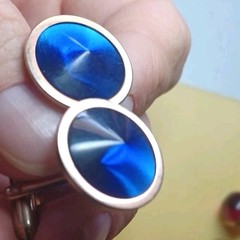 3pc Vtg Swank signed Blue Rivoli Lucite Bullet Back Cufflinks Red & Textured Lot