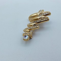 Vintage Monet Christmas Tree Brooch Gold Tone Rhinestone Abstract Holiday