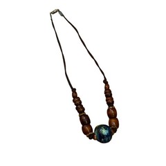 Hand Painted Wooden Bead Necklace 90s Y2K Era