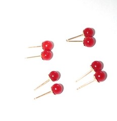RARE ITALIAN SARDINIA 14K CALIBRATED RED CORAL 5.5 MM BALL FANCY STUD EARRINGS