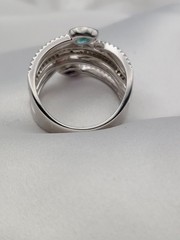 Vintage PJM 6Band Sterling Crystal Muti Color Pear Cut Gemstones Ring 5.9Gr Sz8