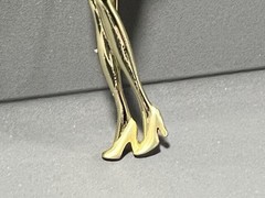 Vintage AJC Fashion Lady in Suit and Hat Brooch Gold Tone Pin 2 7/8 inch