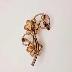 VTG Stylized MCM Sterling Vermeil Floral Motif Brooch Double Bloom 11g 2 1/2″