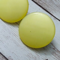 Vintage Clip On Earrings – 1 & 1/8″ Retro Yellow Circle – Some Damage To Rear