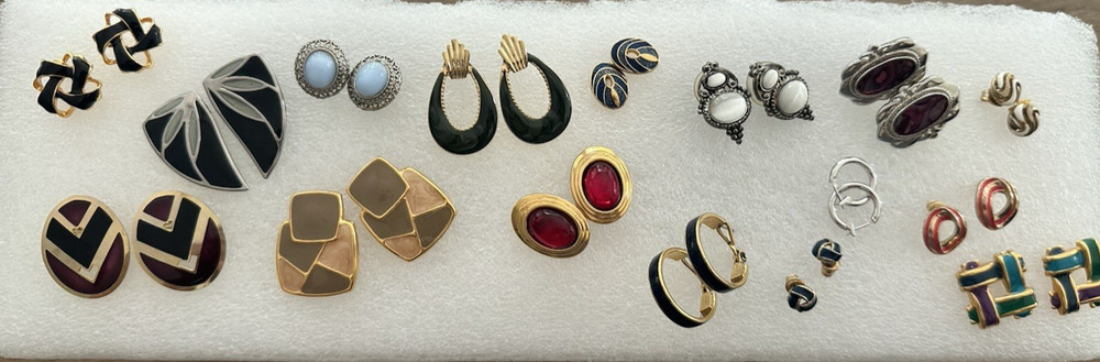 Lot of 16 Vintage Estate Sale Costume Jewelry Earrings with Backs