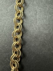 Vintage Double Circle Link Bracelet Gold Tone 6.5” Classic Stackable Career